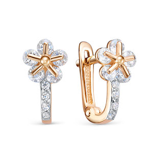 Серьги из золота с камнем Фианит фото, цены