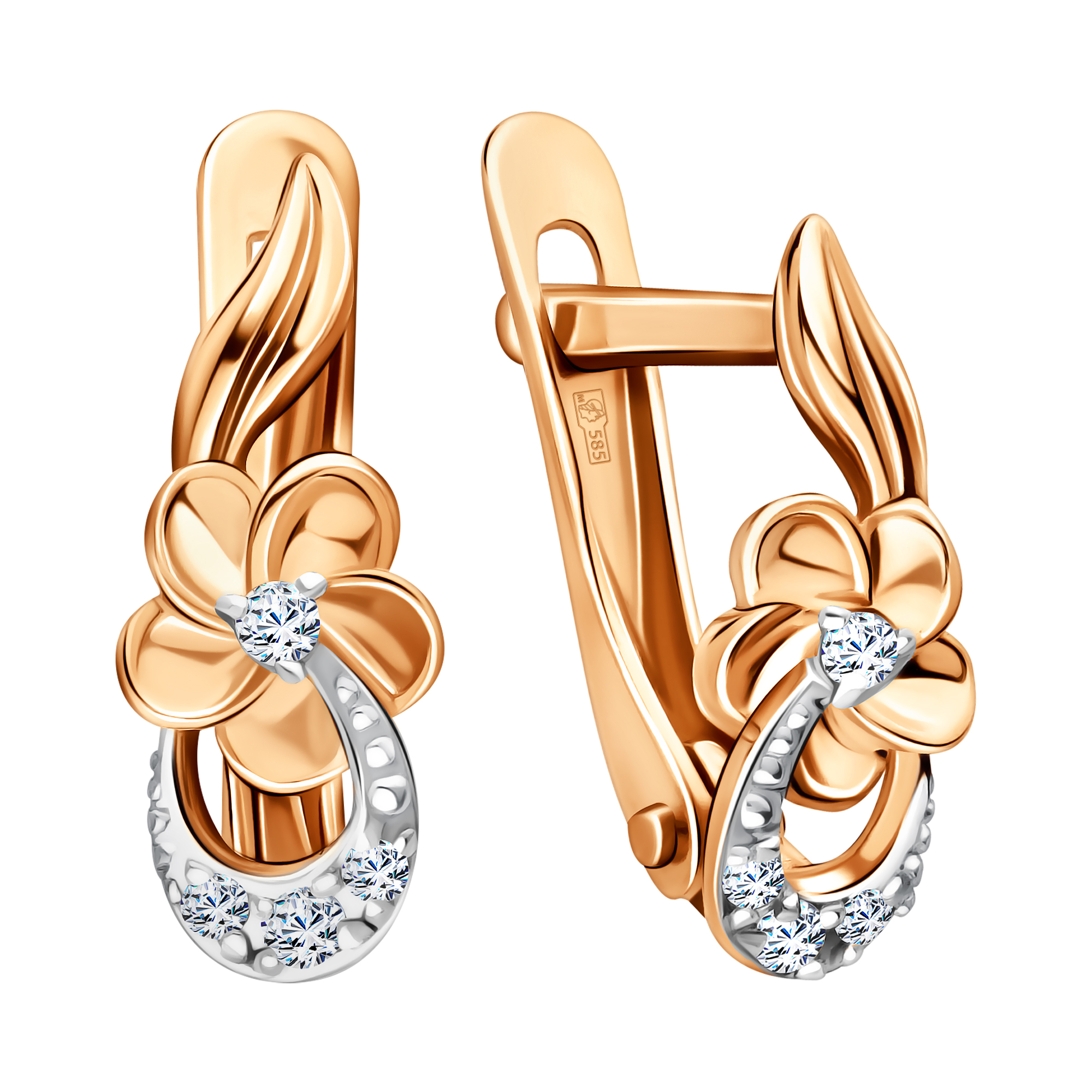 Серьги из золота с камнем Фианит фото, цены