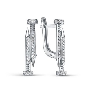 Серьги из серебра с камнем Фианит фото, цены