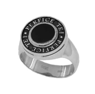 Печатка из серебра с камнем Фианит, вставками эмали фото, цены