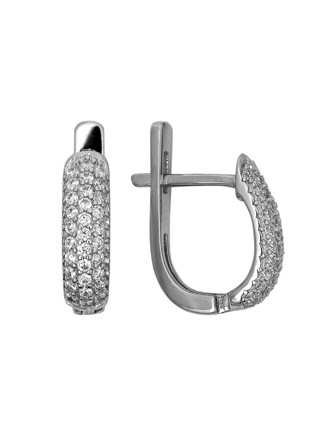 Серьги из серебра с камнем Фианит фото, цены