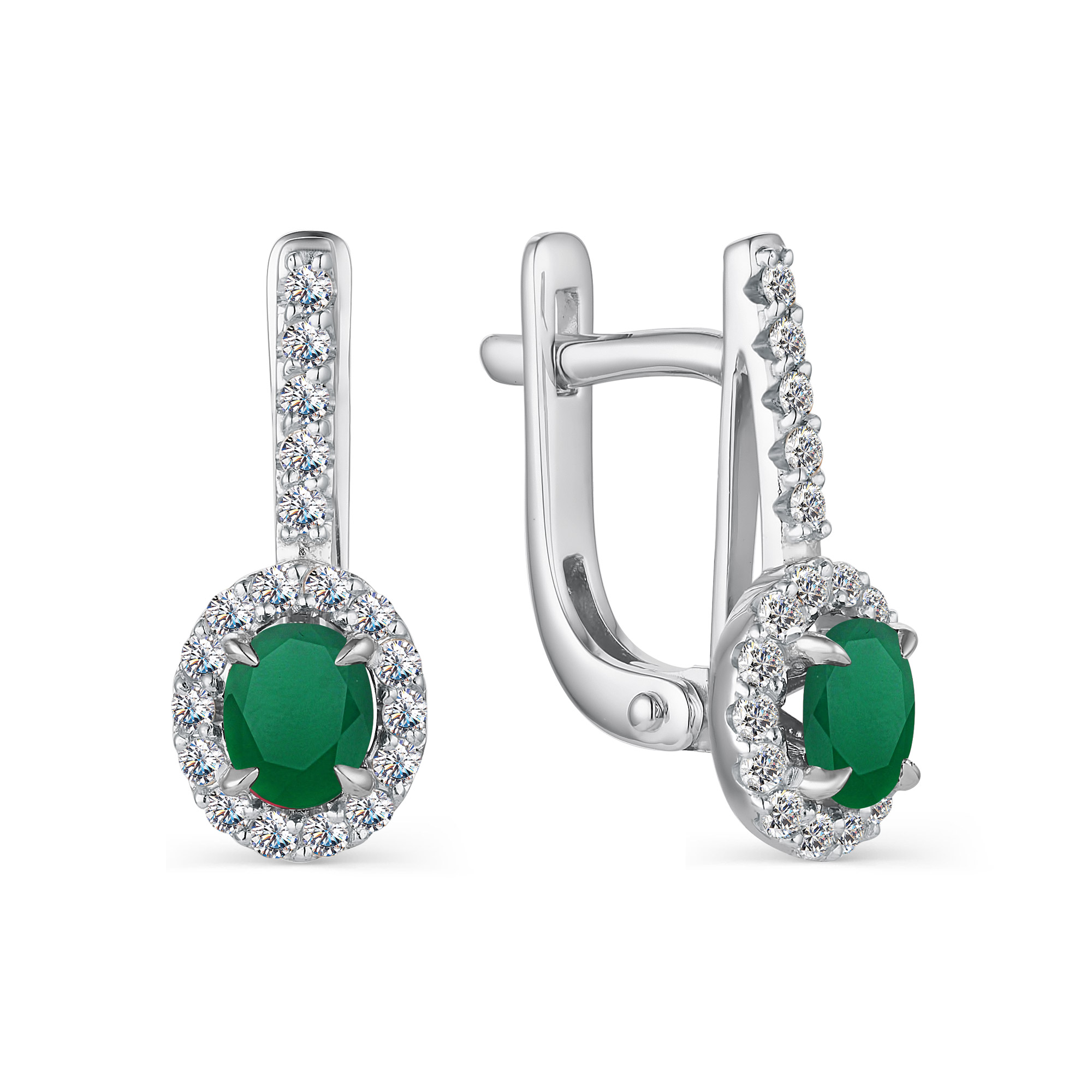 Серьги из серебра с камнем Фианит, Агат фото, цены