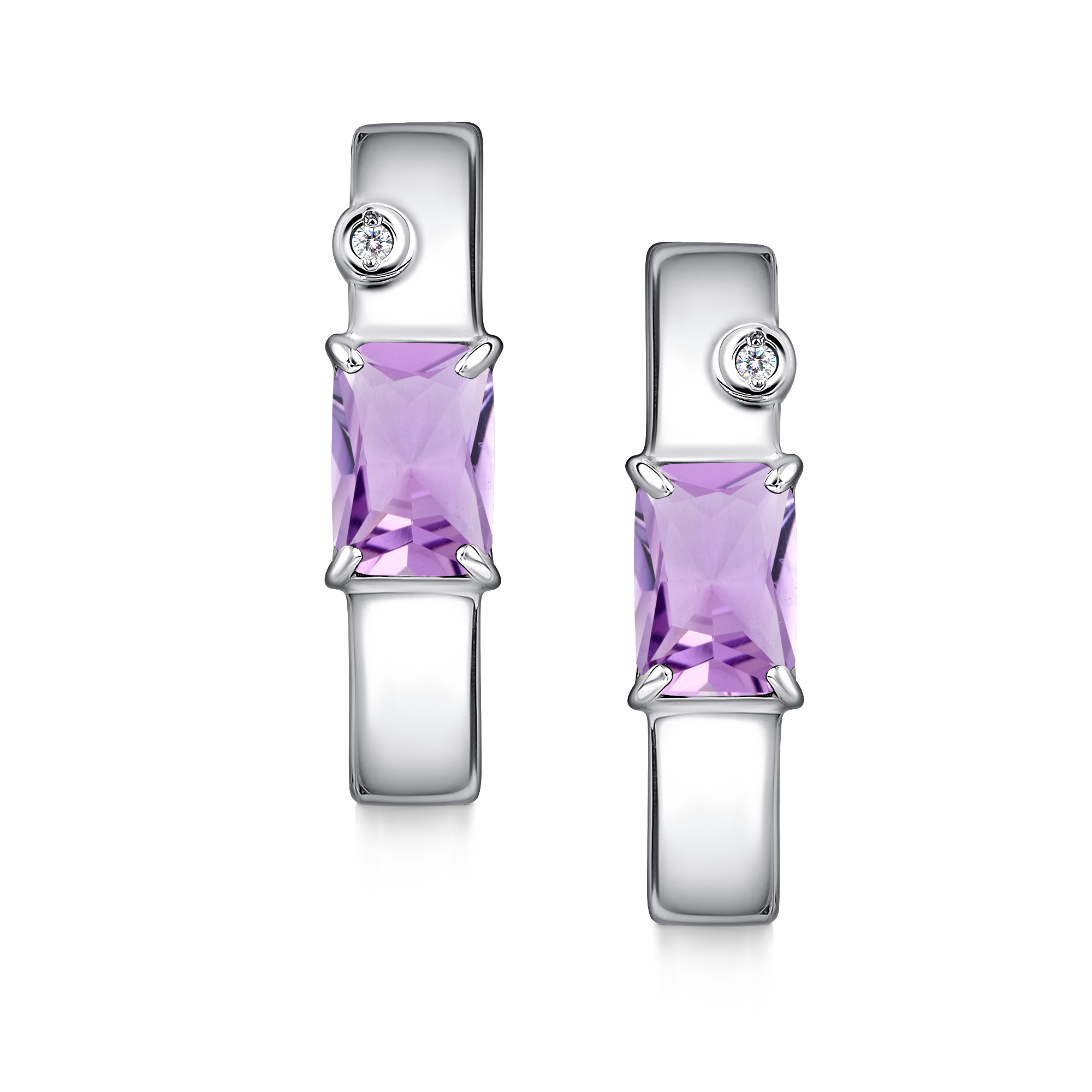 Серьги из серебра с камнем аметист, Бриллиант фото, цены
