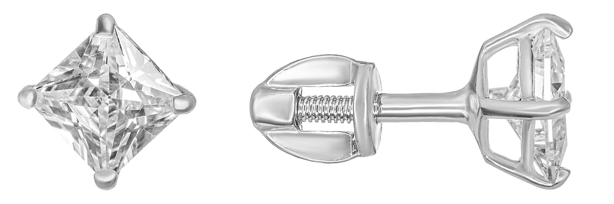 Пуссеты из серебра с камнем Фианит фото, цены