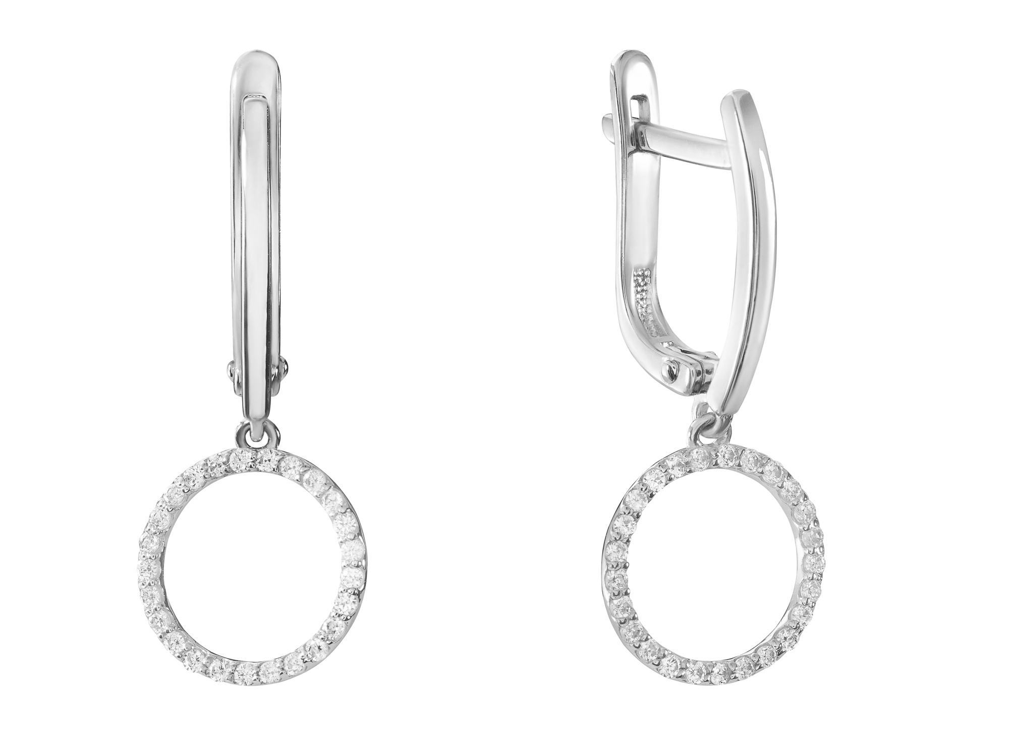 Серьги из серебра с камнем Фианит фото, цены