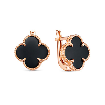 Серьги из золота с камнем Оникс фото, цены