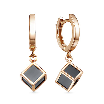 Серьги из золота с камнем Оникс фото, цены