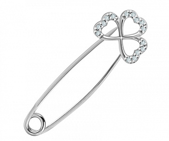 Булавка из серебра с камнем Фианит фото, цены