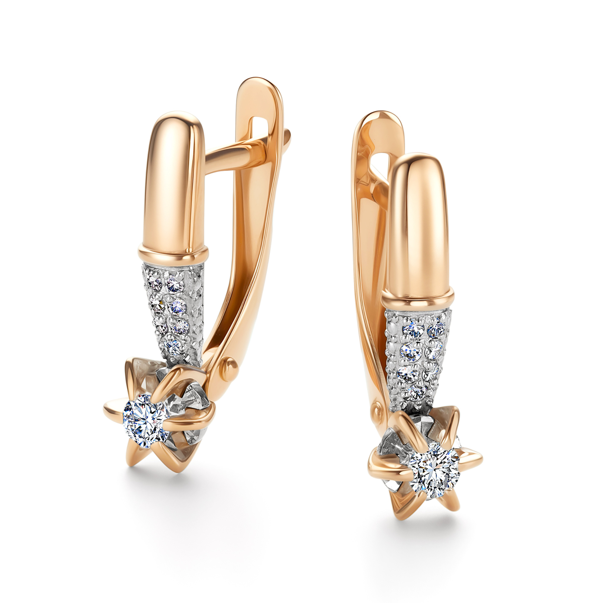 Серьги из золота с камнем Бриллиант фото, цены